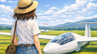 グライダーと女性